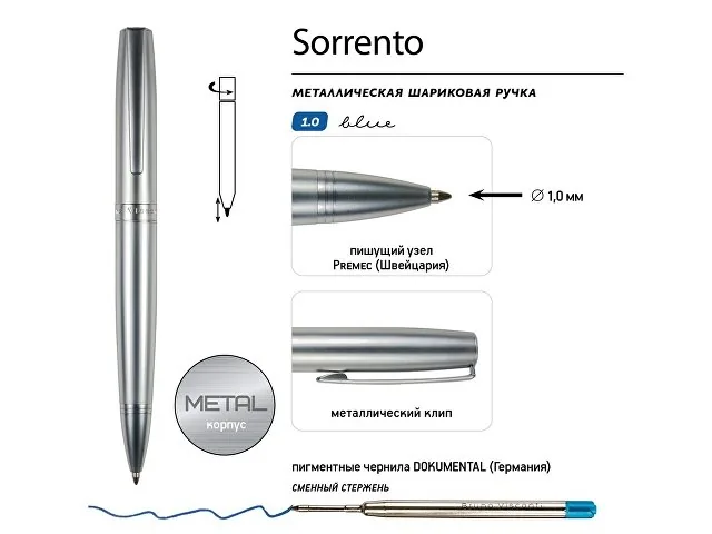 Ручка металлическая шариковая «Sorento» фото 3