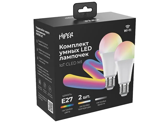 Набор из двух лампочек «IoT CLED M1 RGB», E27 фото 2