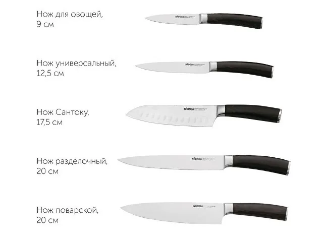 Набор из 5 кухонных ножей и блока для ножей с ножеточкой «DANA» фото 8