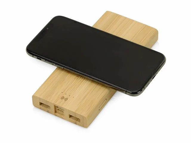 Внешний беспроводной аккумулятор из бамбука «Bamboo Air», 10000 mAh фото 3