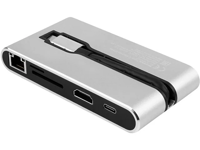 Хаб 8-в-1 Type-C «Hermes», USB 3.0 x 3, Type-C PD, HDMI, LAN, картридер фото 3