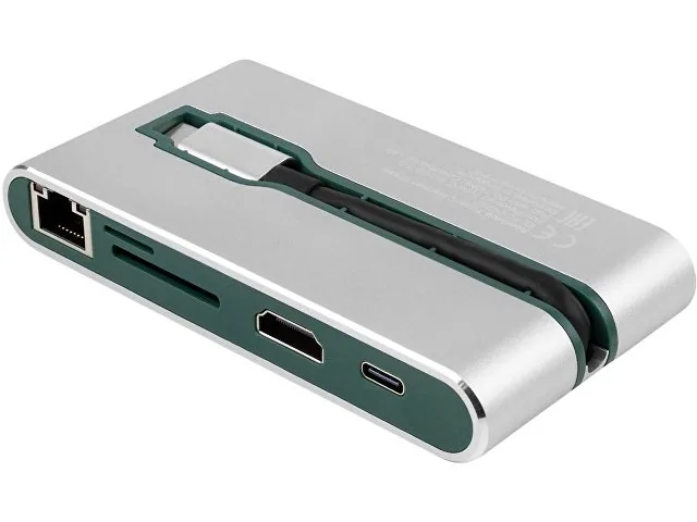 Хаб 8-в-1 Type-C «Hermes», USB 3.0 x 3, Type-C PD, HDMI, LAN, картридер фото 3