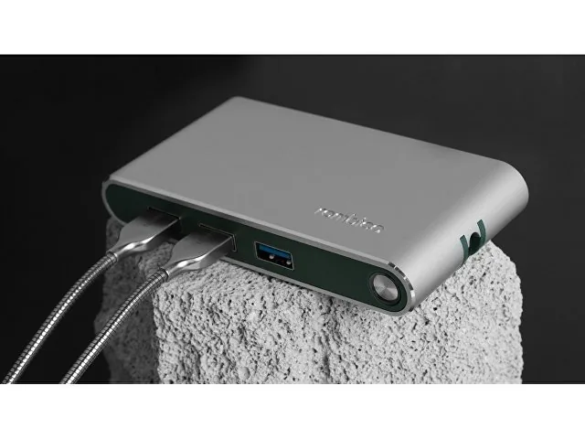 Хаб 8-в-1 Type-C «Hermes», USB 3.0 x 3, Type-C PD, HDMI, LAN, картридер фото 6