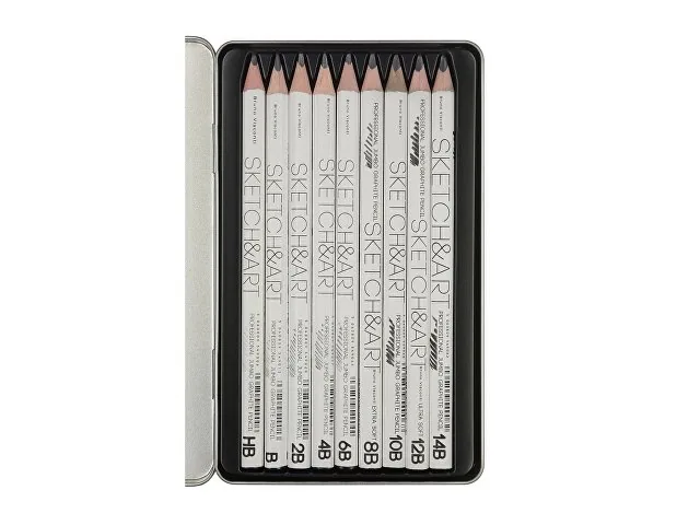 Набор из 9 утолщенных чернографитовых карандашей «Sketch & Art» HB - 14B фото 3