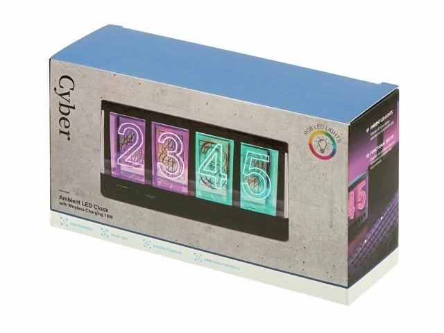 Часы с LED-подсветкой и беспроводной зарядкой «Cyber», 10 Вт фото 13