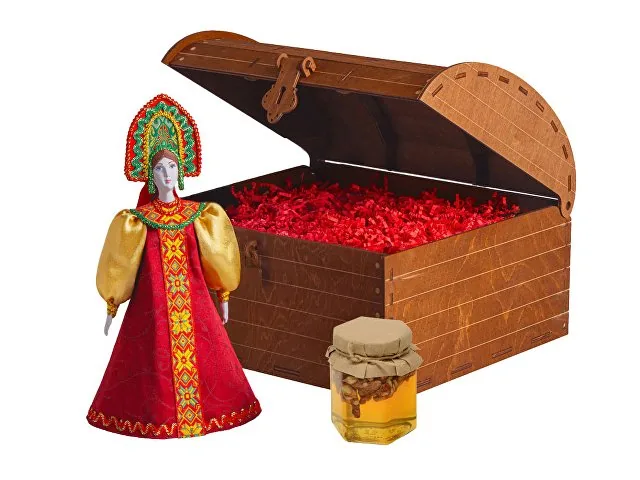Подарочный набор: кукла фарфоровая, мёд с гецким орехом