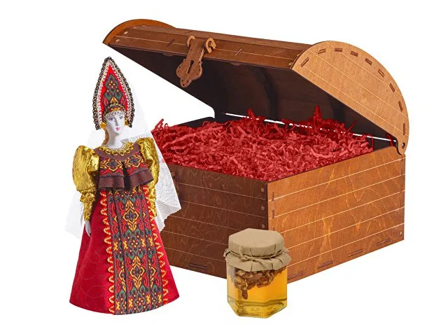 Подарочный набор: кукла фарфоровая, мёд с гецким орехом фото 2