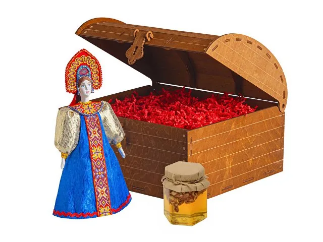 Подарочный набор: кукла фарфоровая, мёд с гецким орехом фото 3