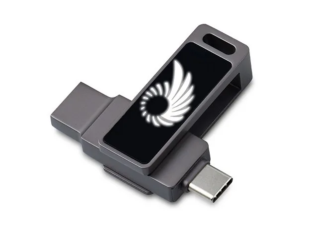 USB3.0/ Type-C флешка 2в1 на 32 ГБ «Спинлайт» с подсветкой