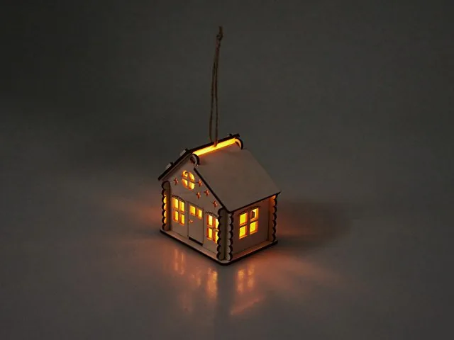 Деревянная подвеска на елку с подсветкой «Lumihut» фото 2
