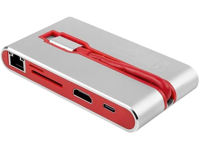 Хаб 8-в-1 Type-C «Hermes», USB 3.0 x 3, Type-C PD, HDMI, LAN, картридер фото 3