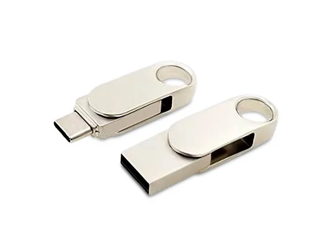 USB 2.0- флешка «Uranium» на 64 Гб с поворотным механизмом и дополнительным разъемом Type-C