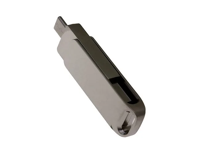 USB 2.0- флешка на 64 Гб с поворотным механизмом и дополнительным разъемом Type-C фото 3