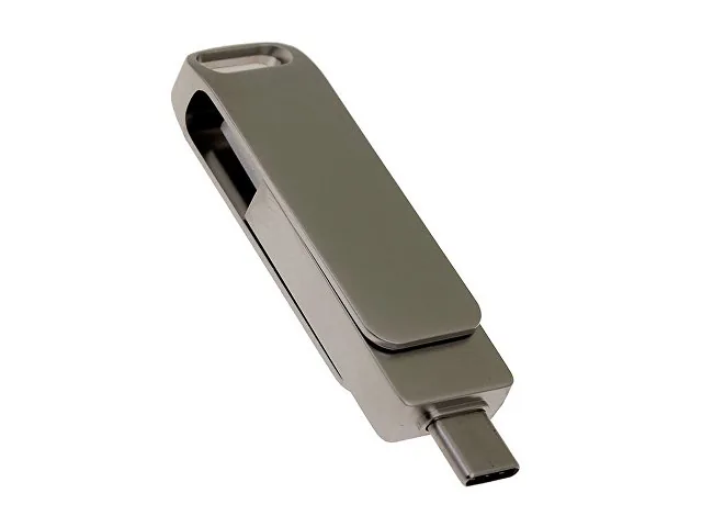 USB 3.0- флешка на 32 Гб с поворотным механизмом и дополнительным разъемом Type-C фото 2