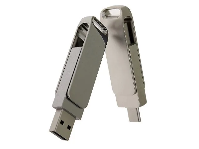 USB 3.0- флешка на 32 Гб с поворотным механизмом и дополнительным разъемом Type-C фото 4