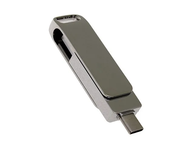 USB 3.0- флешка на 32 Гб с поворотным механизмом и дополнительным разъемом Type-C фото 2