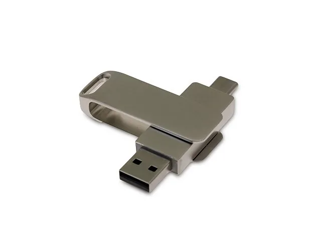 USB 3.0- флешка на 128 Гб с поворотным механизмом и дополнительным разъемом Type-C