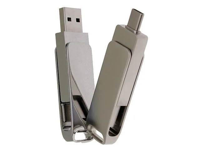 USB 3.0- флешка на 256 Гб с поворотным механизмом и дополнительным разъемом Type-C фото 5