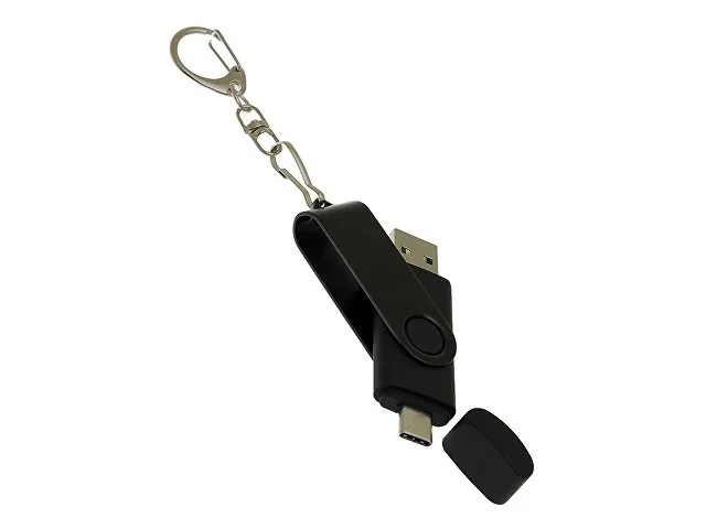 USB 2.0- флешка на 16 Гб с поворотным механизмом и дополнительным разъемом Type-C фото 4