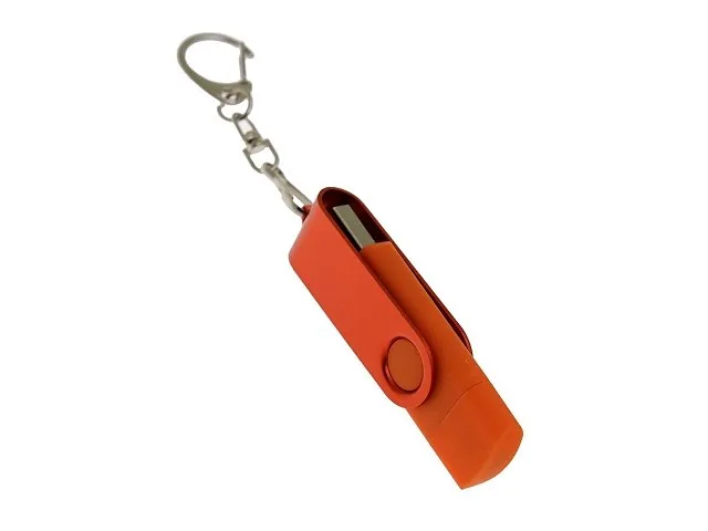 USB 2.0- флешка на 16 Гб с поворотным механизмом и дополнительным разъемом Type-C фото 2