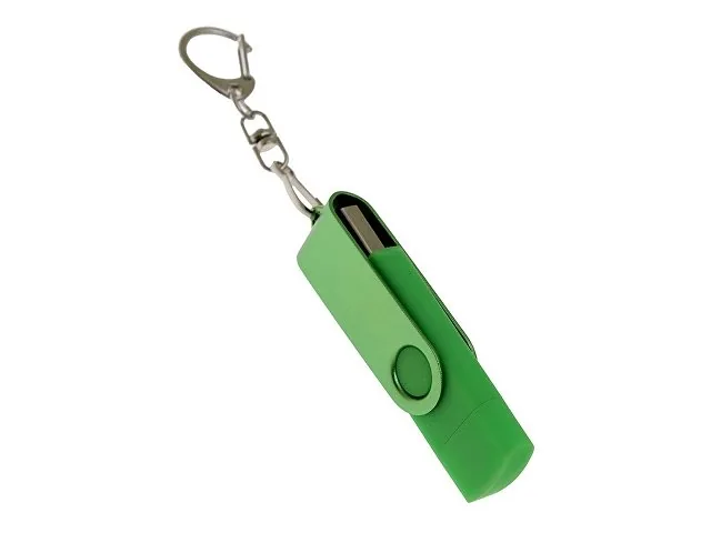 USB 2.0- флешка на 32 Гб с поворотным механизмом и дополнительным разъемом Type-C фото 2