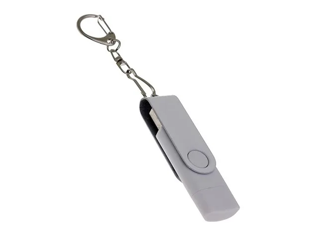 USB 2.0- флешка на 64 Гб с поворотным механизмом и дополнительным разъемом Type-C