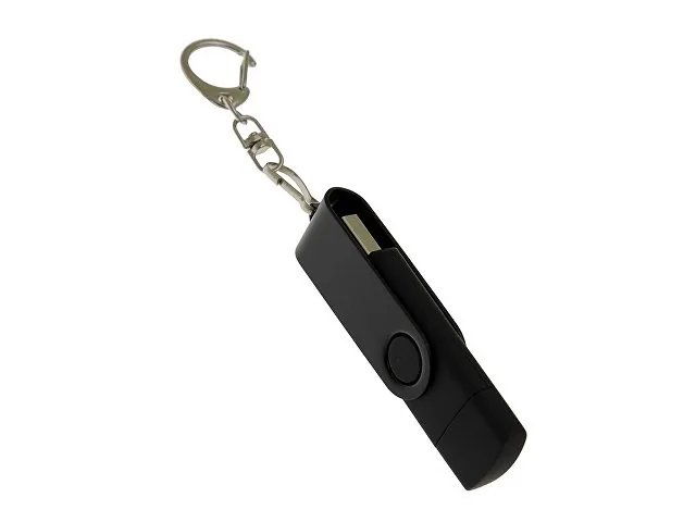 USB 2.0- флешка на 64 Гб с поворотным механизмом и дополнительным разъемом Type-C фото 2
