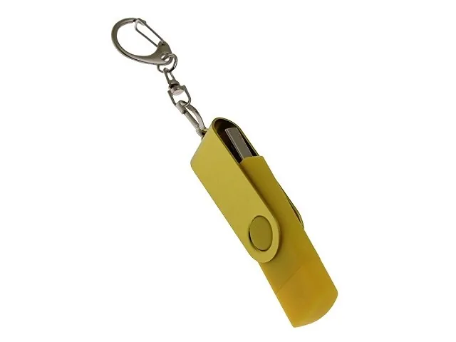USB 2.0- флешка на 128 Гб с поворотным механизмом и дополнительным разъемом Type-C фото 2