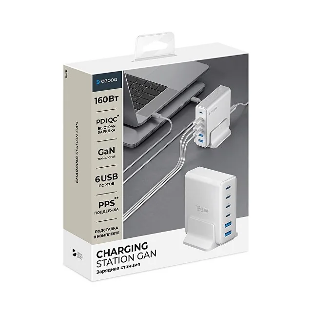 Зарядная станция 4xUSB Type-C, 2xUSB, PD, QC, 160Вт фото 7