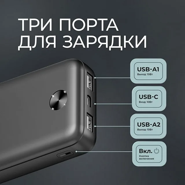 Внешний АКБ NRG Power V2 10000 мА-ч, 2A, 2xUSB фото 4