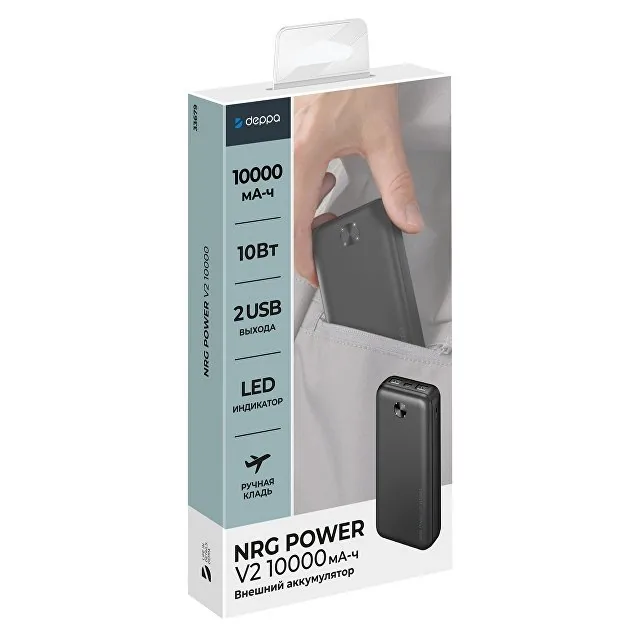 Внешний АКБ NRG Power V2 10000 мА-ч, 2A, 2xUSB фото 5