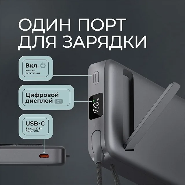 Внешний АКБ NRG MageSafe QI2 10000 мА-ч, 15Вт QI фото 4