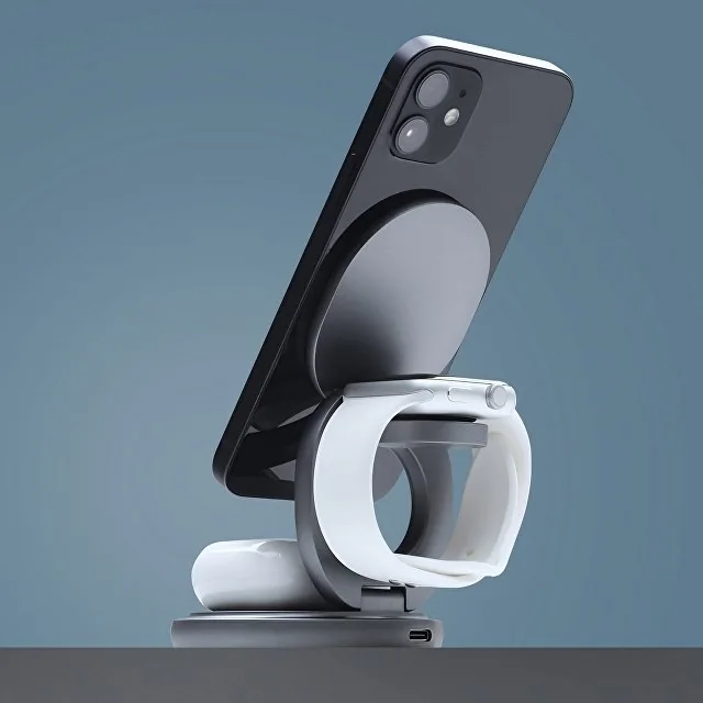 Беспроводная зарядная станция 3 в 1 MagSafe Rotation QI складная фото 4
