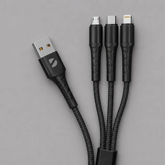 Дата-кабель Armor 3 в 1: micro USB, USB-C, Ligthning, 1.2м