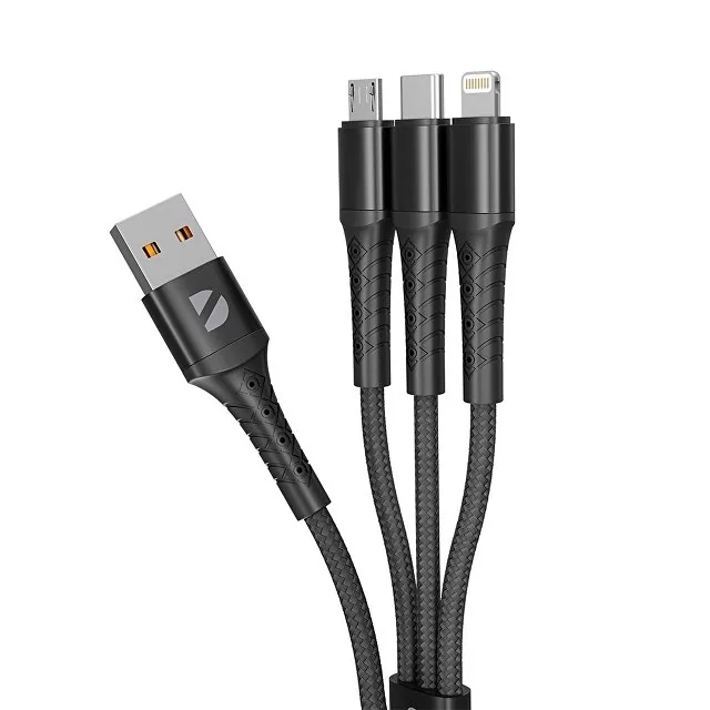 Дата-кабель Armor 3 в 1: micro USB, USB-C, Ligthning, 1.2м фото 2