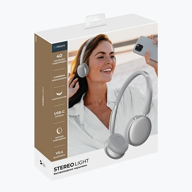 Беспроводные накладные наушники Stereo Light, BT 5.4, 300 мАч фото 7