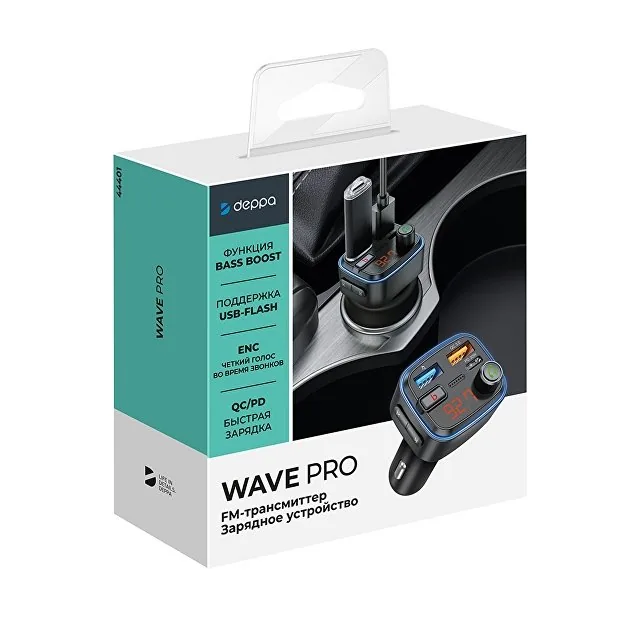 FM-трансмиттер Wave Pro, QC/PD, LED, 48Вт, ENC, Bass boost фото 8