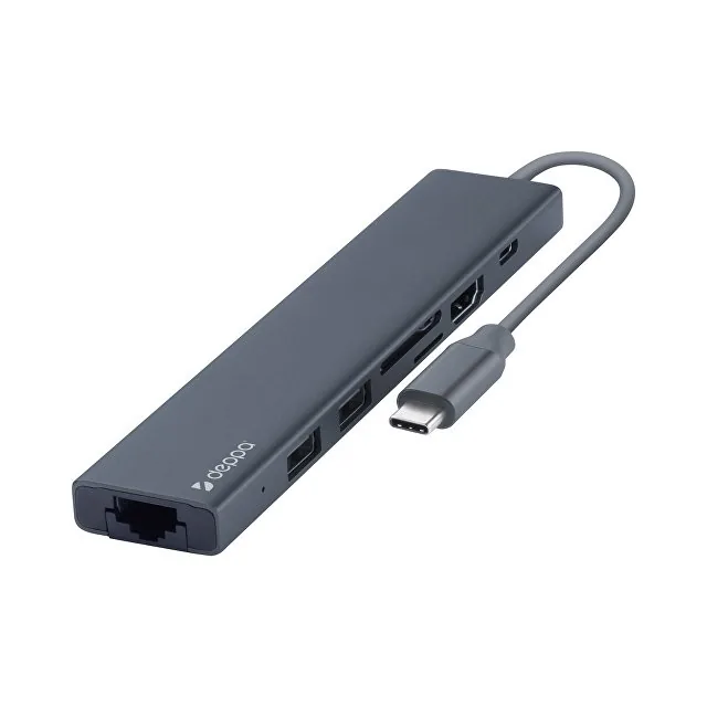 USB Type-C хаб 7-в-1, HDMI, Power Delivery, 2xUSB 3.0, RJ45, microSD/SD фото 2