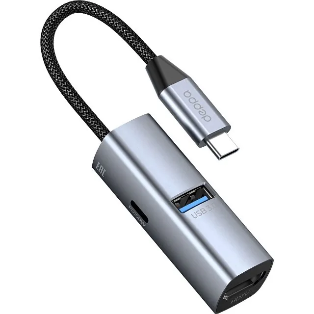 USB-хаб 3 в 1 USB-C - USB-A3.0 + USB-C PD100Вт + HDMI фото 2