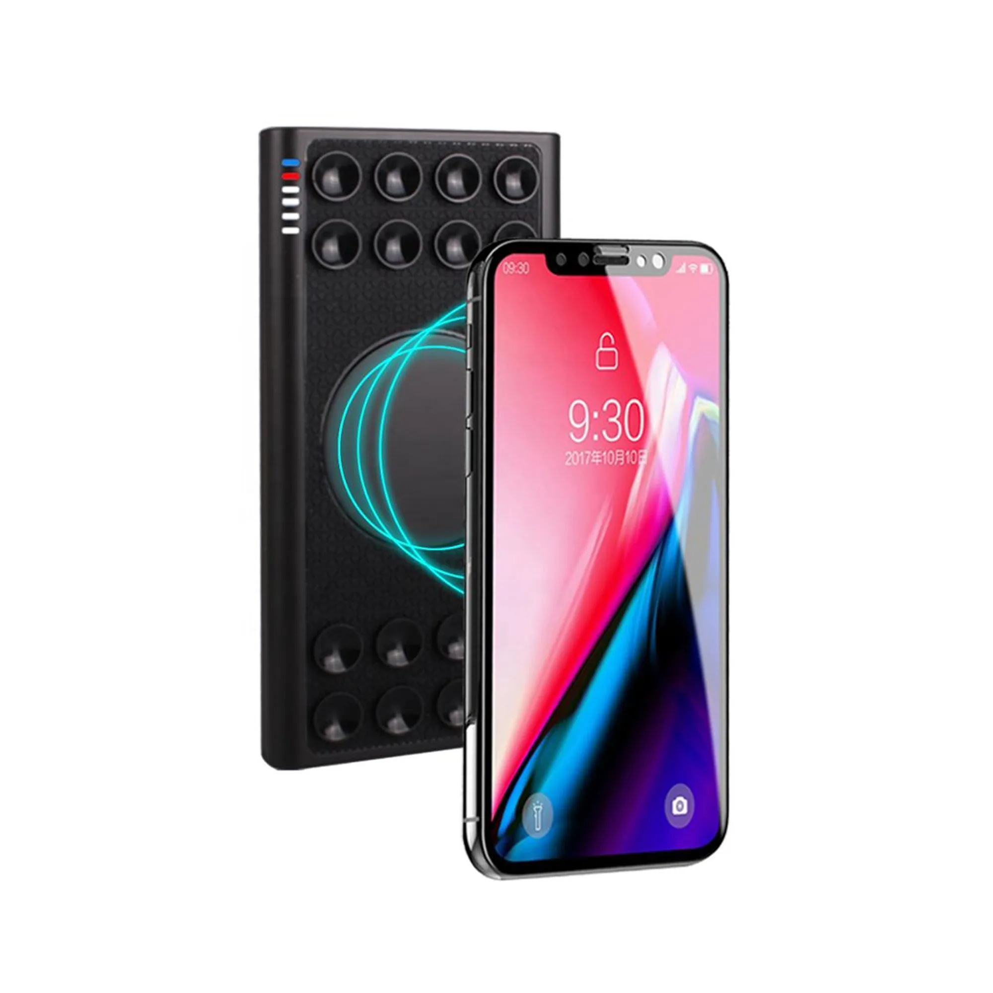 Беспроводное зарядное устройство "Eight SOFTTOUCH", 8000 mAh, с подсветкой логотипа и подставкой фото 3