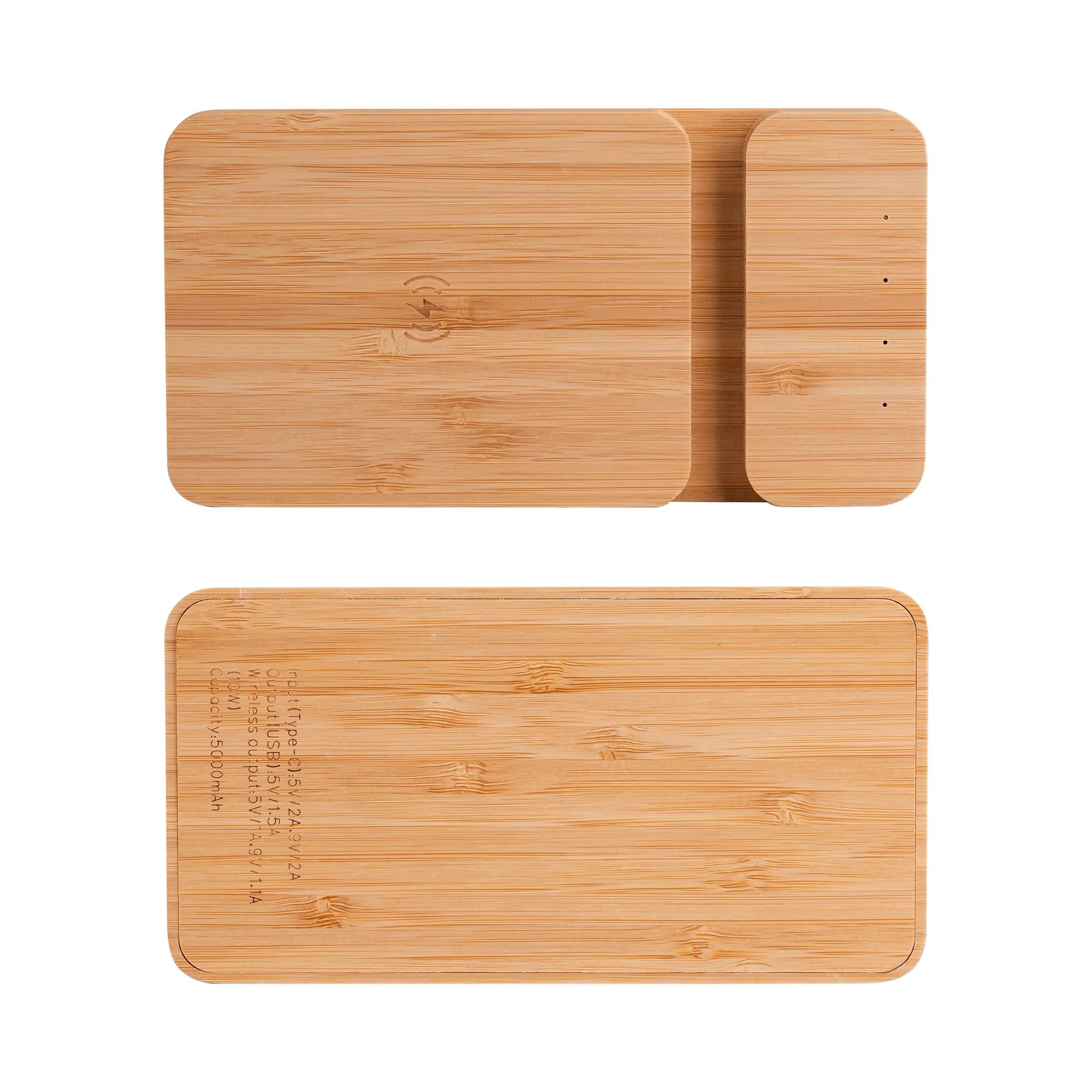 Беспроводное (10W) зарядное устройство "Bamboo Power" 5000 mAh с подставкой под смартфон, бамбук фото 5