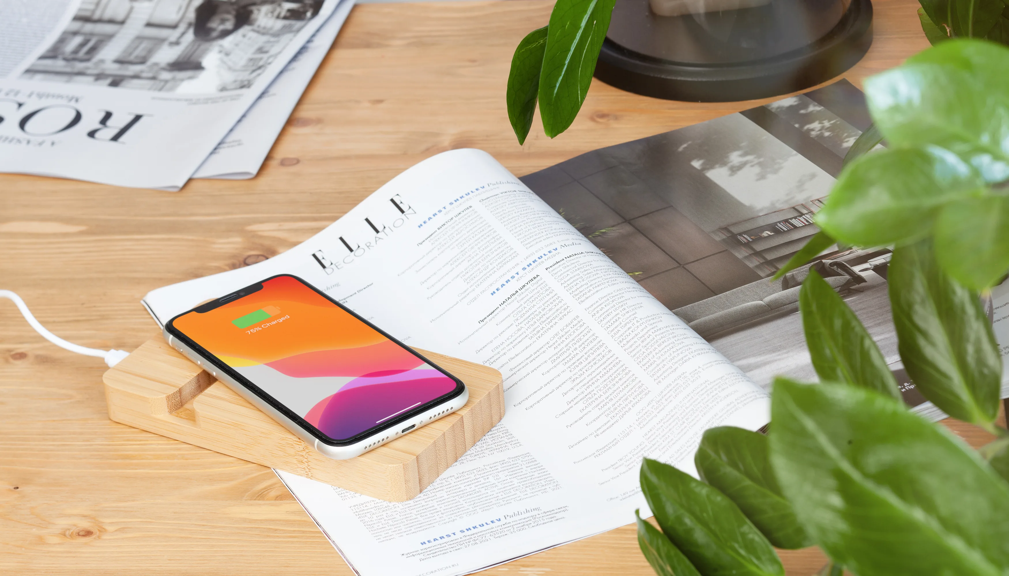 Беспроводное (10W) зарядное устройство "Bamboo Power" 5000 mAh с подставкой под смартфон, бамбук фото 7