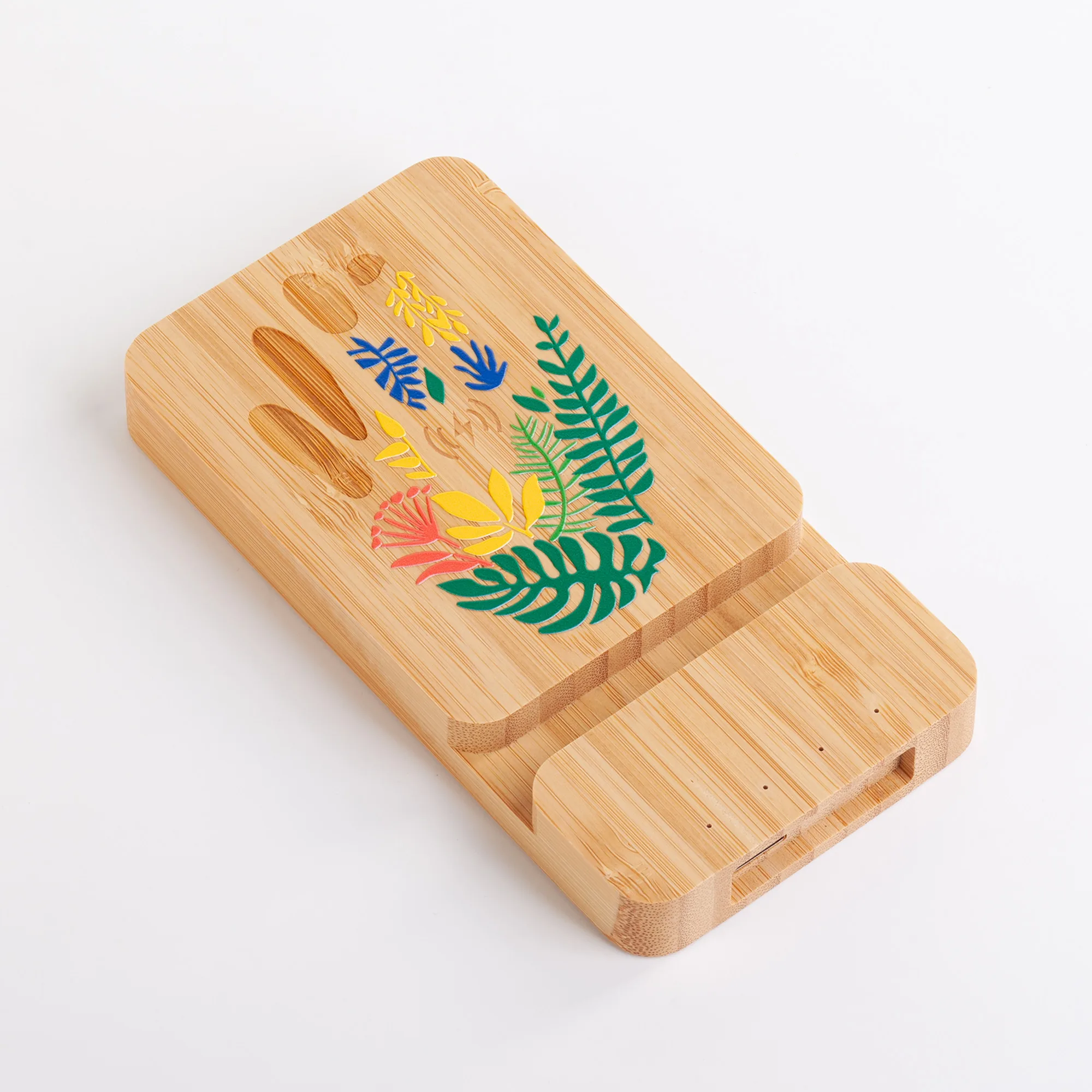 Беспроводное (10W) зарядное устройство "Bamboo Power" 5000 mAh с подставкой под смартфон, бамбук фото 8