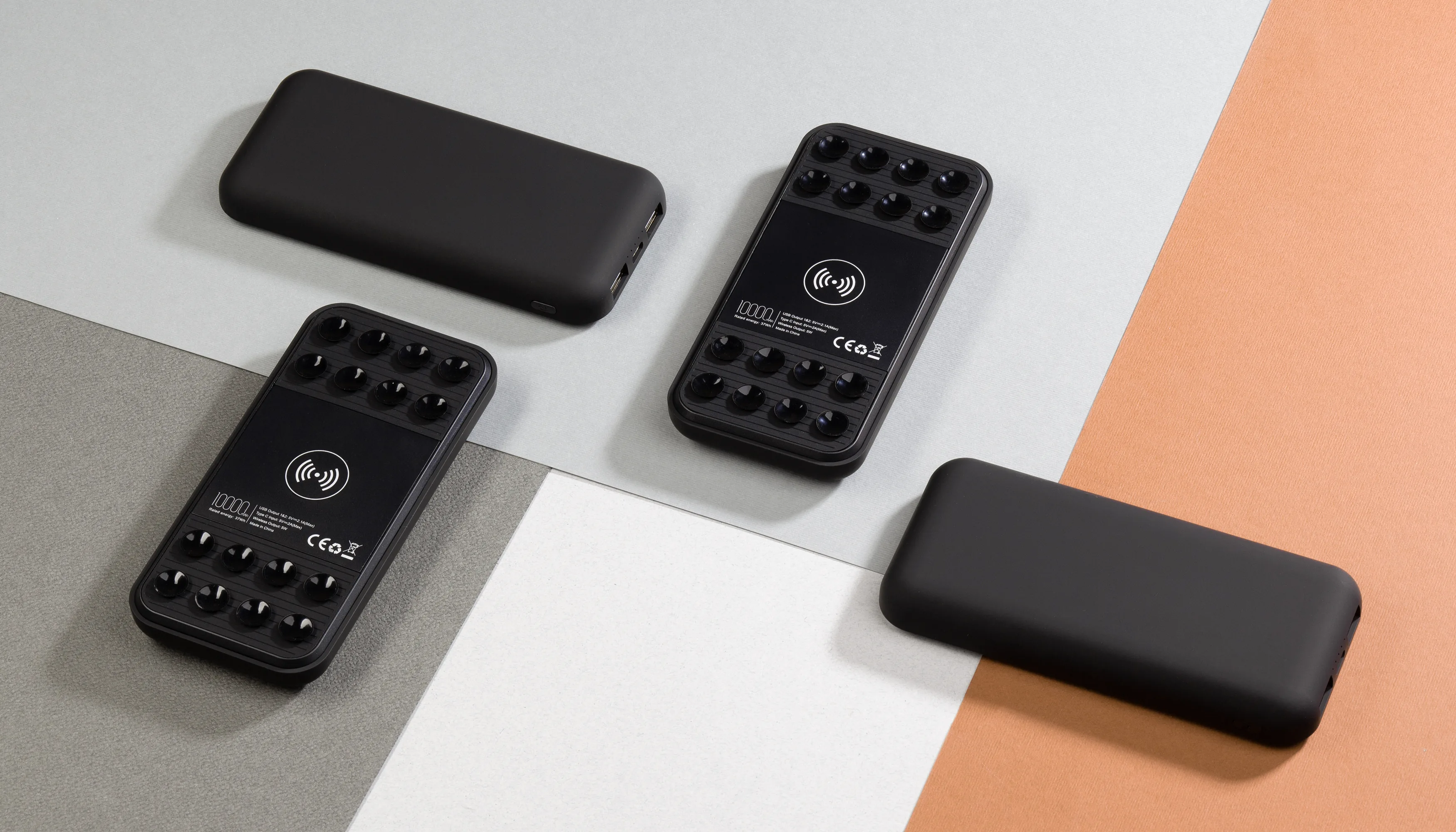 Беспроводное зарядное устройство "Sticky SOFTTOUCH", 10000 mAh с подсветкой логотипа и присосками фото 7
