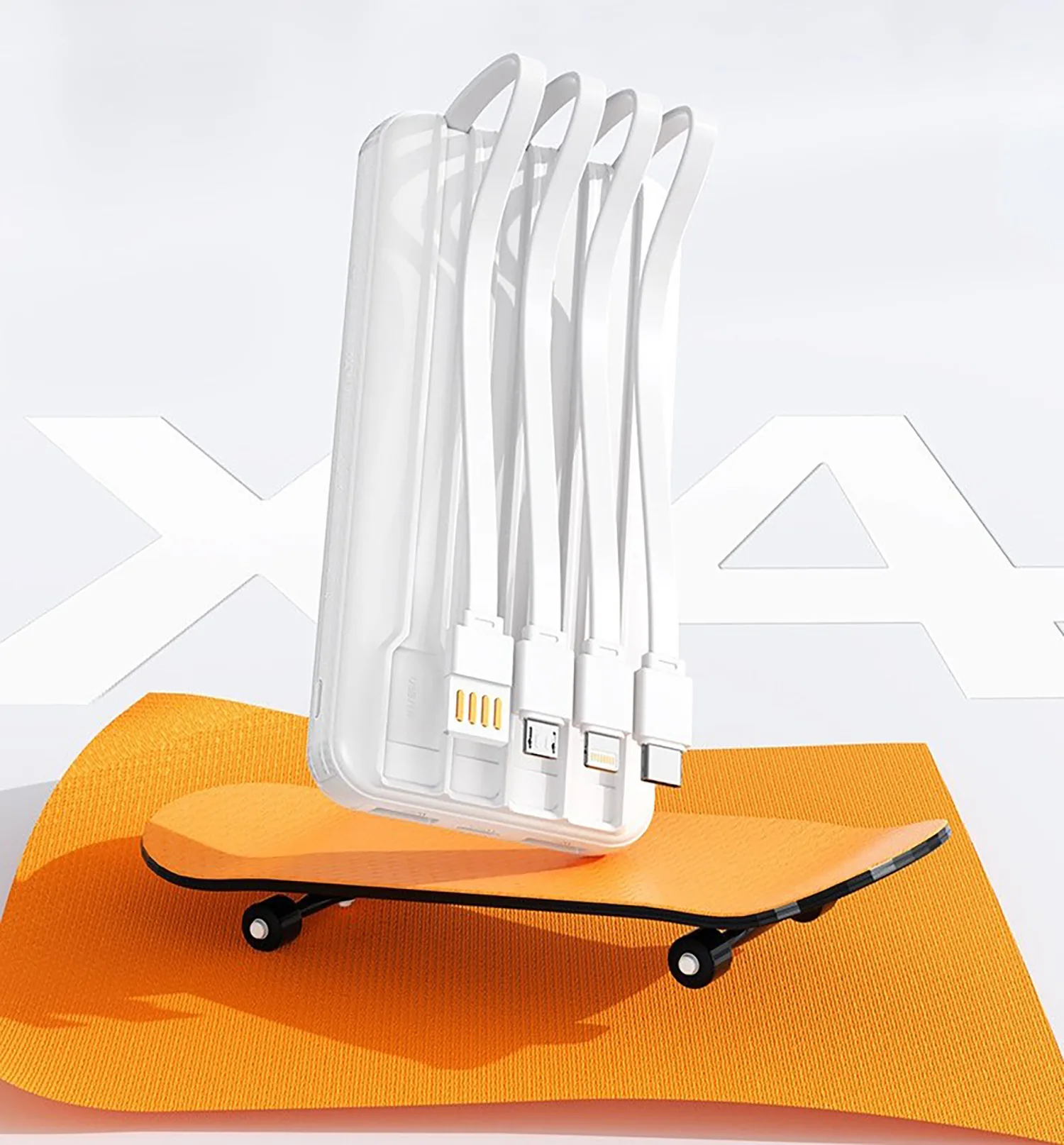 Зарядное устройство "Phantom" 10000 mAh с 4мя встроенными кабелями и цифровым индикатором заряда фото 4
