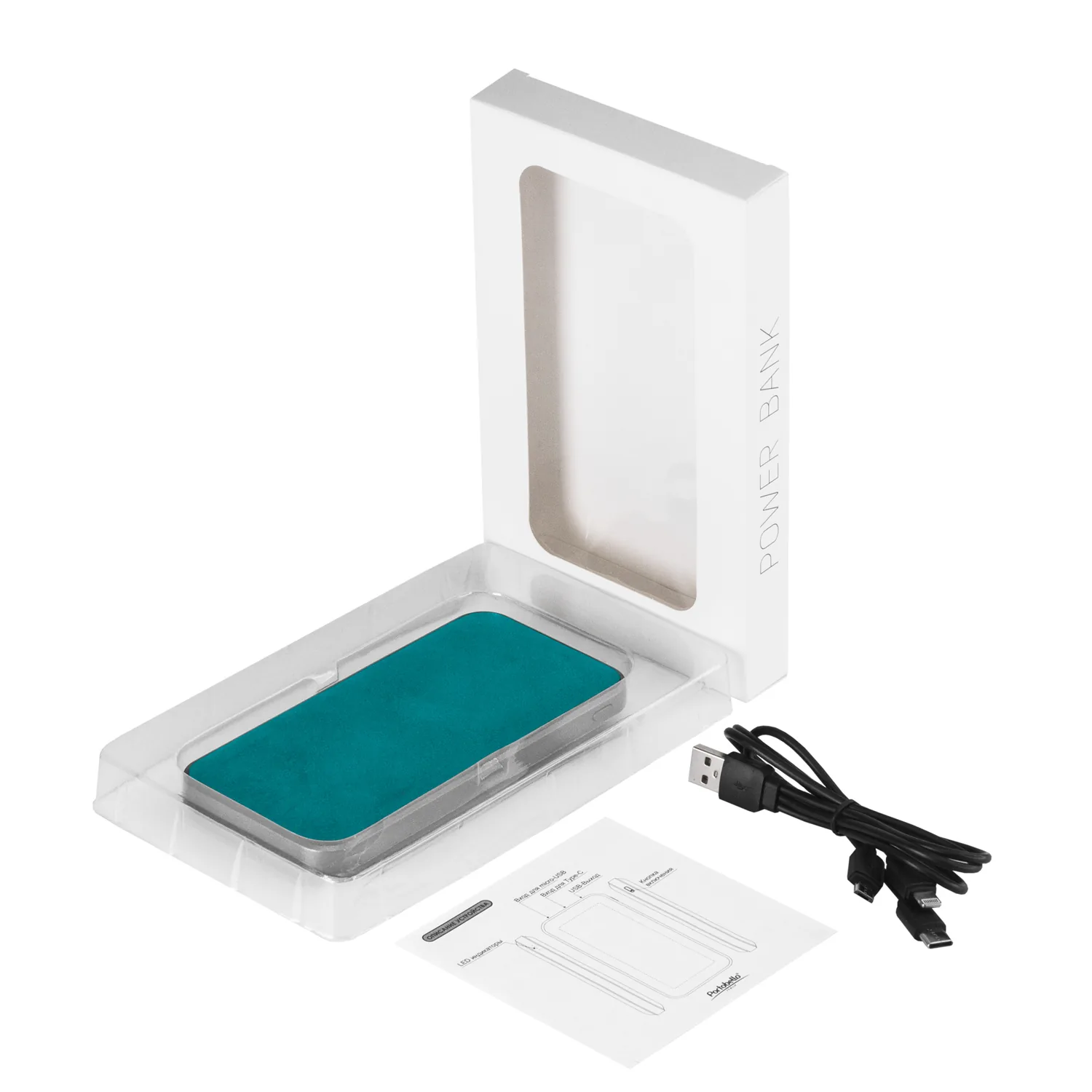Внешний аккумулятор Ин Велюр (In Velour) 10000 mAh, бирюзовый фото 8