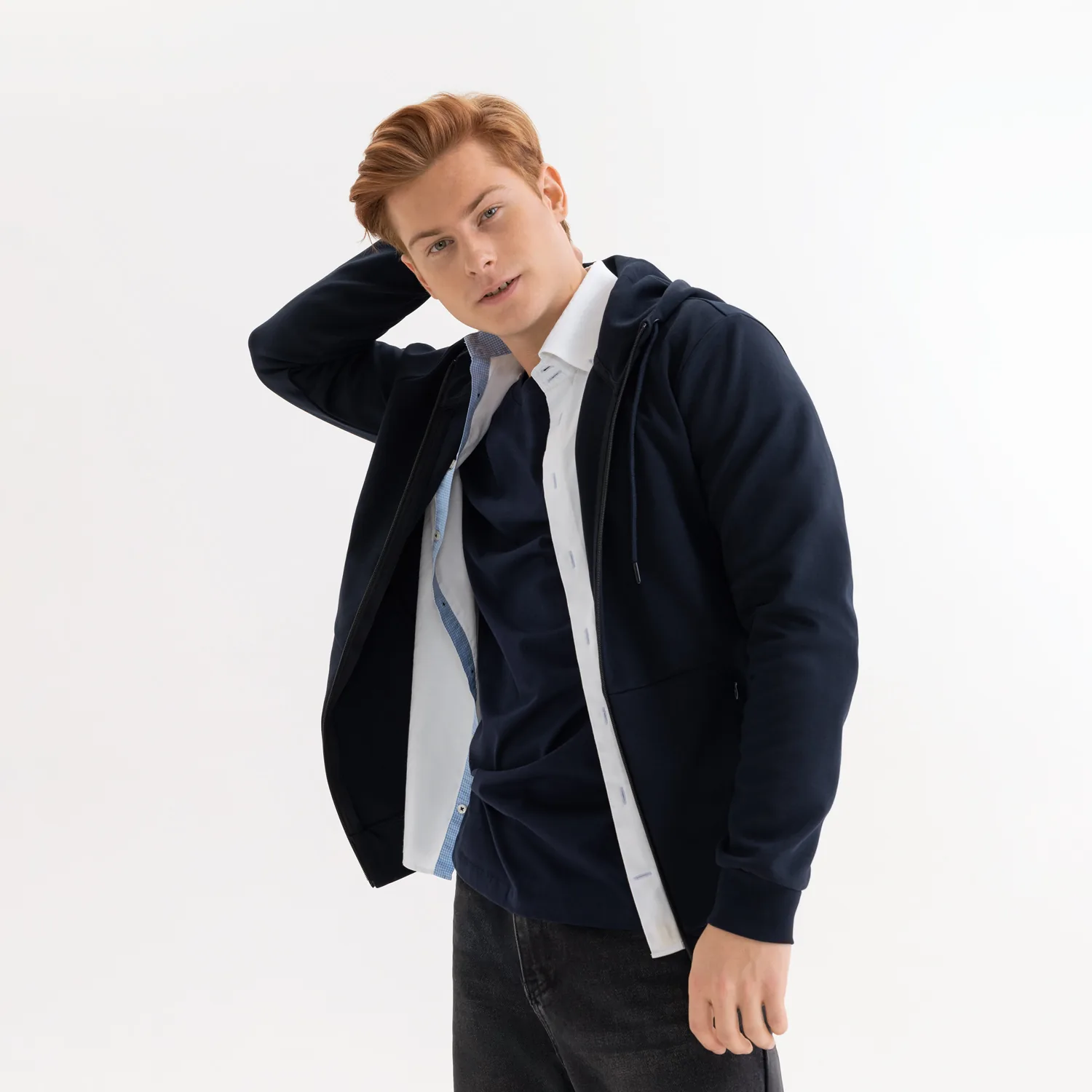 Толстовка на молнии с капюшоном MATEO, темно-синяя, размер XXXL фото 6