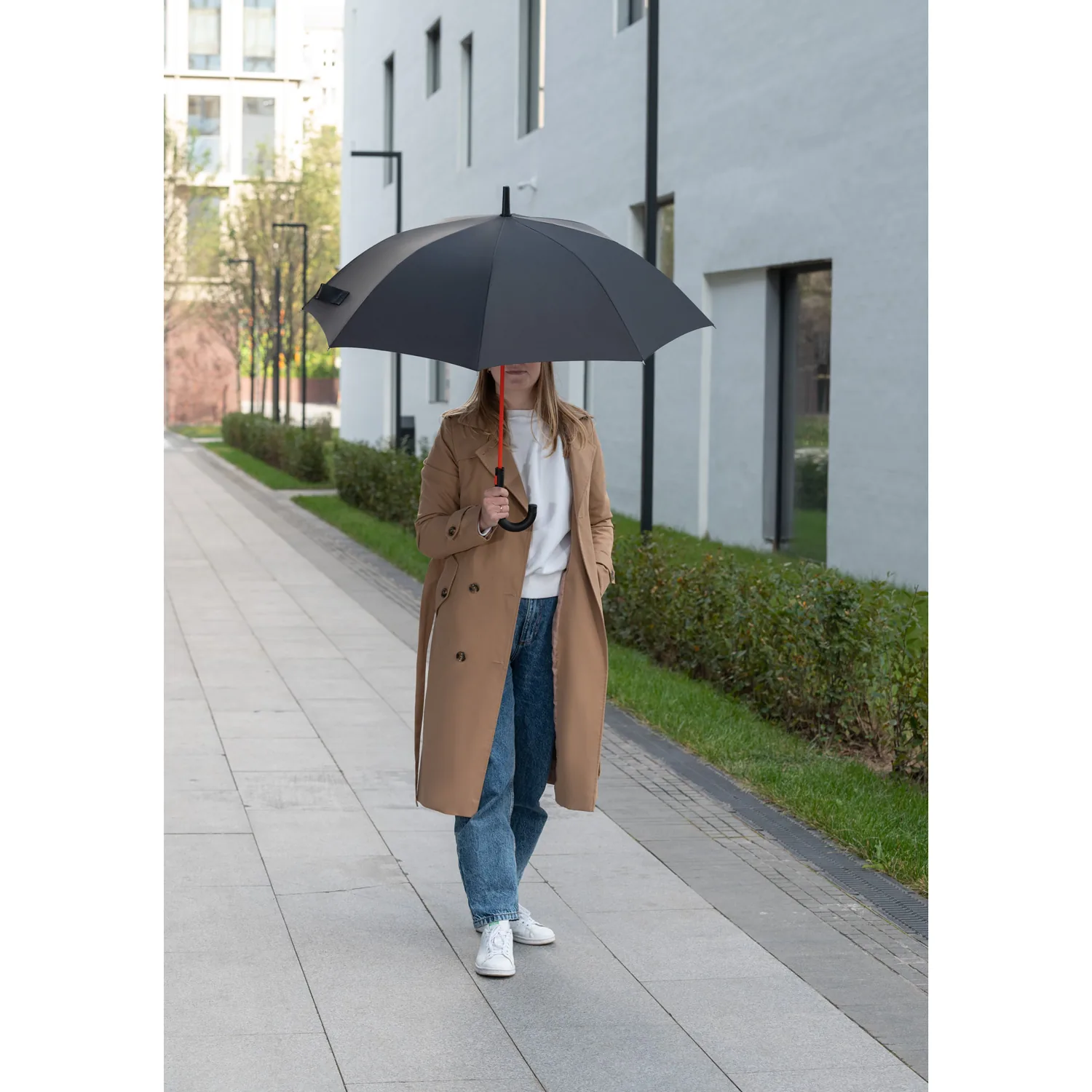 Зонт-трость Квантум (Quantum), черный/оранжевый фото 12