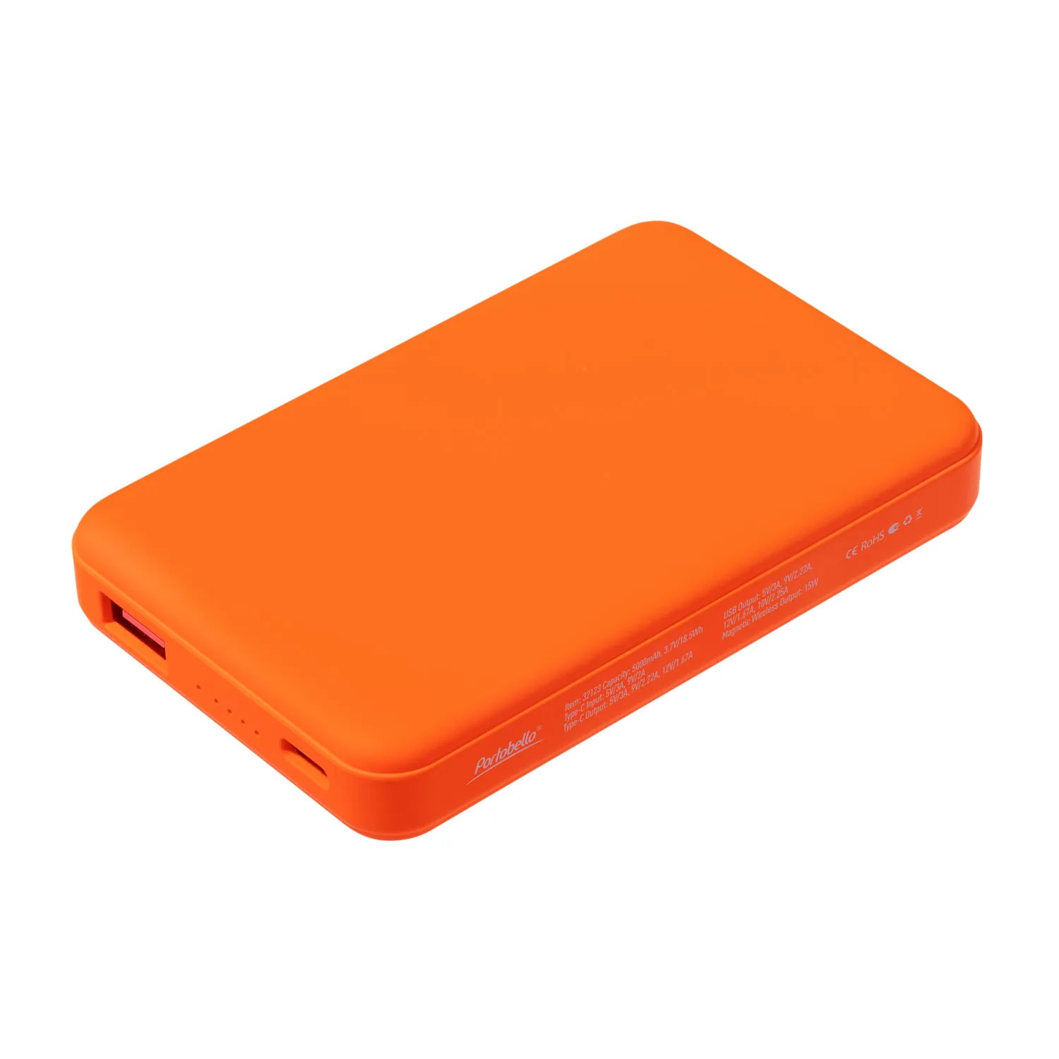Внешний аккумулятор Ларго PD (Largo PD) 5000mAh с функцией беспроводной зарядки 15W, оранжевый фото 2