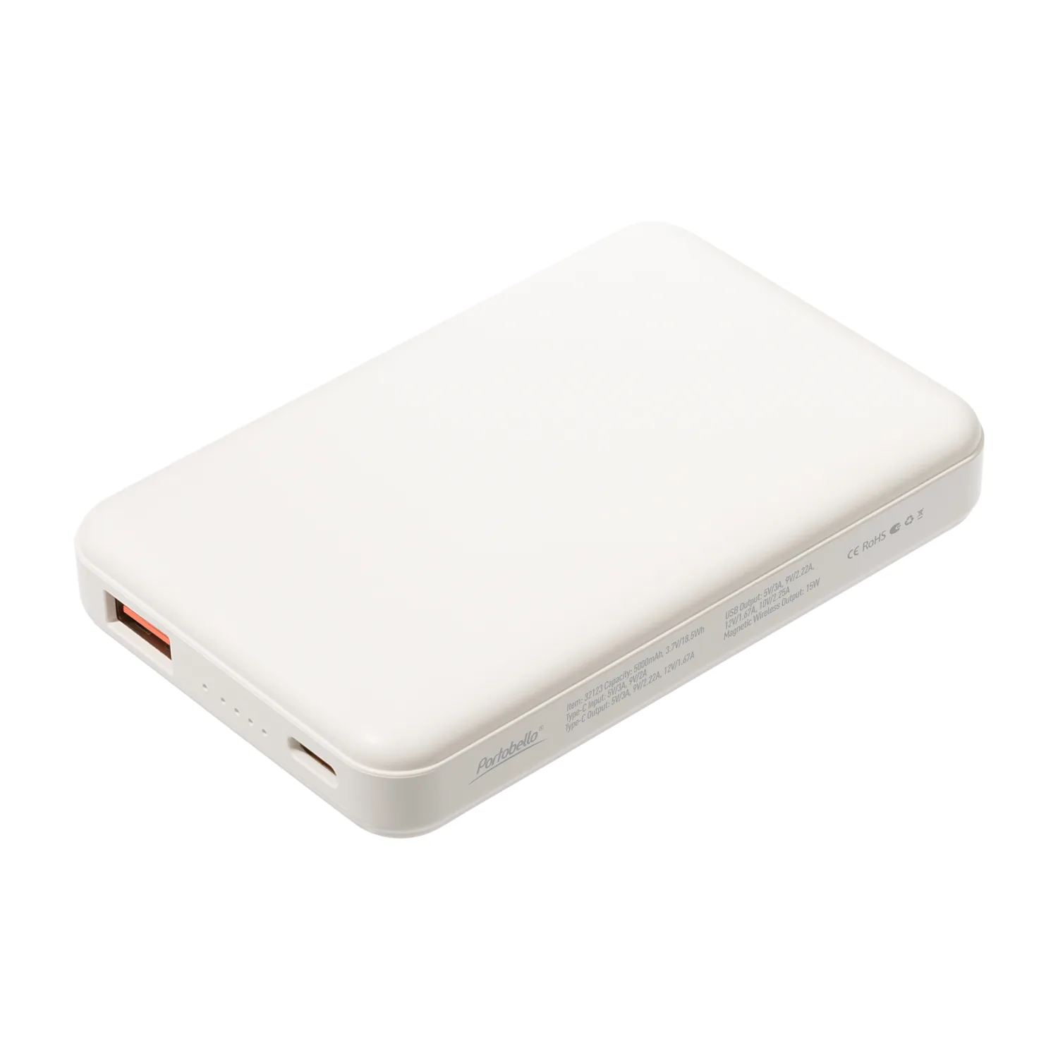 Внешний аккумулятор Ларго PD (Largo PD) 5000mAh с функцией беспроводной зарядки 15W, белый фото 2